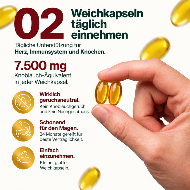 Valens® Gereifter Knoblauchextrakt - 7.500mg Geruchlose Softgels