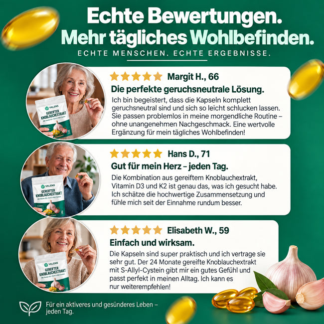 Valens® Gereifter Knoblauchextrakt - 7.500mg Geruchlose Softgels